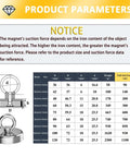 Heavy Duty Neodymium Rare Earth Fishing Magnet With 90 Pounds Pulling Force product parameters and size chart