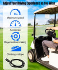 Custom Tuning USB Cable For 6 Foot Electric Golf Carts on golf cart, showcasing speed adjustments and settings.
