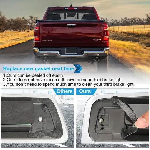 Third Brake Light Gasket Seal For 2014 To 2018 Chevy Silverado 1500 And 2015 To 2019 GMC Sierra 1500 2500HD 3500HD on truck tailgate