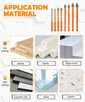 Tough As Nails Workhorse Masonry Drill Bit Set 10 Piece Carbide Kit with images of various application materials for drilling.