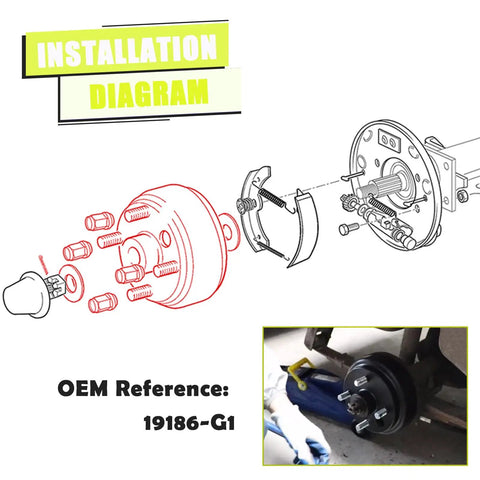 OEM Style Brake Drum Hub Assembly For EZGO TXT Golf Carts Includes All Mounting Bolts For 1982 Up Electric And Gas Models installation diagram