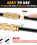 One Quarter Inch Air Brake Line Fitting Push To Connect Brass DOT Approved CA360 Pneumatic Fitting For Truck Trailer And Auto Maintenance Built Tough Corrosion Resistant High Temp Tolerant in use with 1/4 in tubing