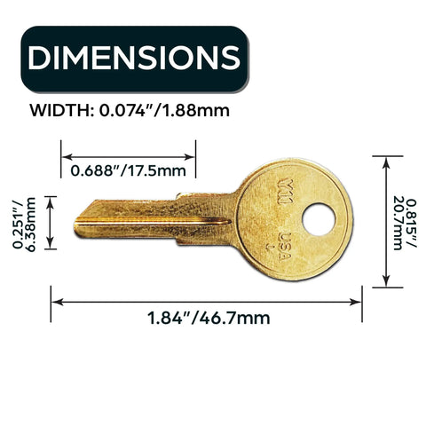 Dimensions of Y11 Brass Key Blanks Uncut Pack Of 50 For Home And Professional Use Durable Brass Keys With Smooth Edges Ready To Cut