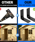 Comparison of Heavy Duty Gate Hinges 2Pcs Deliver A Smooth 270 Degree Full Swing for wood fences and barn doors, showing rust-proof steel quality.