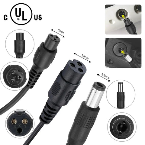 29.4V Compact Electric Scooter Charger UL Certified Dope Fast Charge With 3 Universal Plugs For 24V 25.2V 25.9V Lithium Batteries Compatible With Jetson Gotrax Razor And More Hoverboards Ebikes Escooters