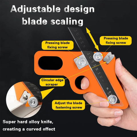 Rugged Handheld Edge Banding Trimmer With Ten Sharp Blades Hassle Free Veneer Cutter, showing adjustable design and ergonomic grip.