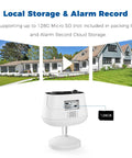 Wireless Outdoor Security Camera 1080P With Solar Panel And 5200mAh Battery highlighting local storage and alarm features