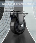 4-inch heavy-duty caster wheel with brake, swivel top-plate, black wheel (set of 4)