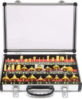 Top Shelf 35 Piece Router Bit Kit With Heavy Duty Tungsten Carbide Tips One Quarter Inch Shank Woodworking Rotary Tool Set in case