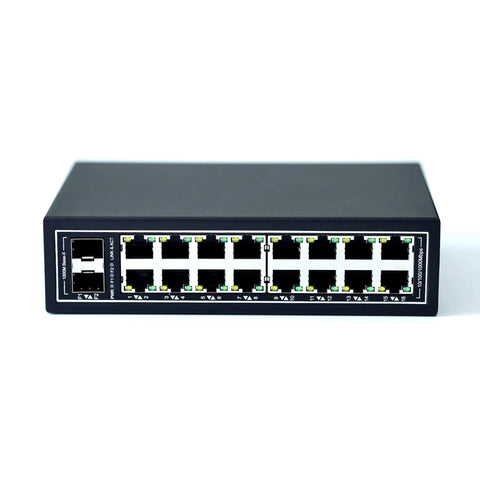 18 Port Gigabit Industrial Ethernet Switch Unmanaged With DIN Rail Mount And Wall Mount Bracket UL Listed Fanless Design