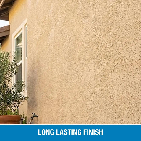 Exterior wall treated with SP7004 Stucco Sealer Clear Natural Finish Deep Penetrating Water Based Silane Siloxane Sealant, no sheen.