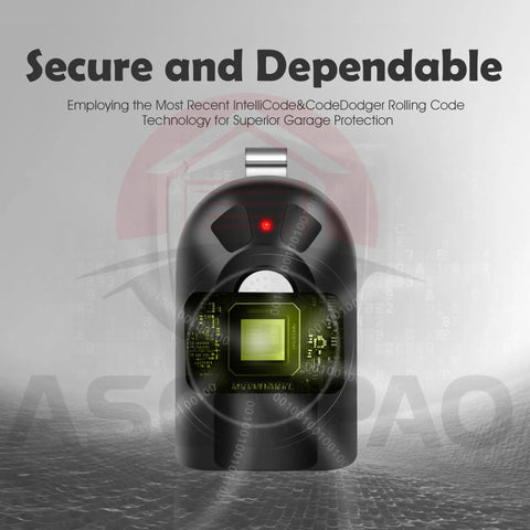 Universal 390MHz Intellicode Garage Door Opener Remote Replacement For ACSCTG Type 1 2 3 And ACSGT Type 1 2 3, black front view