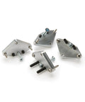 Precision Aluminum Corner Leveling Plates For Router Tables And Kreg Kits Machined Flat showing set of four aluminum pads with screws.