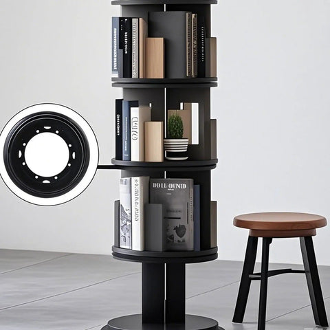 Heavy Duty 9 Inch Lazy Susan Hardware Offering Dead Smooth Ball Bearing Spin, Rock Solid Black Turntable Base with books.