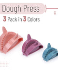 Three Size Dough Press Set In Vibrant Colors For Dumplings Empanadas Pastries Turnovers Hand Pies And Meat Pies Three Pack Dumpling Press Molds With Easy Grip Handles For Even Perfect Pressing And Fun Kitchen Creations in three vibrant colors showing all three sizes of the press