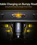 Dual Port Usb C Car Charger Delivering Pd 45W And Qc 30W Fast Charge Magic Plug with spring buttons for stable charging.