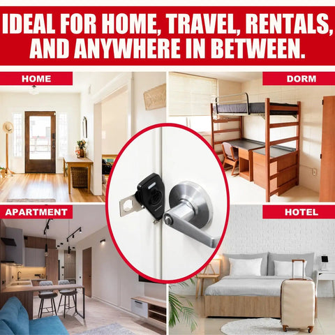 Portable Door Lock With Alarm 130dB Vibration Siren For Travel Hotels Apartments And Home Safety 2In1 Lock And Alarm