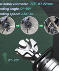 Smooth Operator 1150W Portable Hydraulic Rebar Bender Kicks Out 3 Second Bends Up To 90 Degrees On 4 To 22 Mm Rebar and Thread Rods, showing bending mechanism.