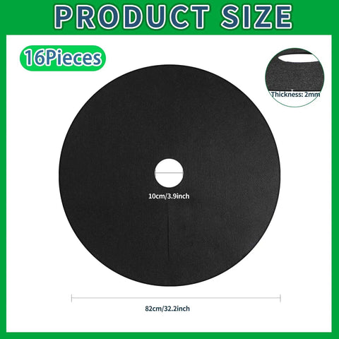 Black 16 Pack 32 Point 2 Inch Non Woven Tree Mulch Rings Weed Barrier Mats