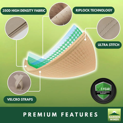 Diagram of Beefed Up Replacement Canopy Top Cover For Style Selections Track Arm Rest Swing GCS00395A Beige with RipLock 350 Fabric
