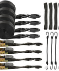 Heavy Duty 1 Inch Ratchet Straps 4 Pack With Durable Hooks 20 Foot Tie Downs for loading motorcycles and ATVs.