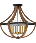 Gold 6 Light Rustic Semi Flush Mount Ceiling Fixture In Black Brown Finish Modern Farmhouse Style Cozy Vintage Vibe