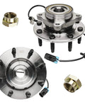 Beefed Up 4WD Front Wheel Bearing Hubs Kit with CV Axle Nuts for 1999-2004 Chevy Silverado 2500 2500HD and GMC Sierra 2500HD