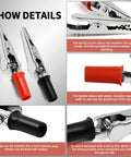50 Pack Small Alligator Clip Test Clamps With Plastic Grips Red And Black 25 Each Kit shown with details and descriptions