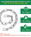 Tough As Nails Cut Proof Security Chain For Outdoor Gates Fences And Yards crafted from ultra hardened alloy steel, 2ft long.