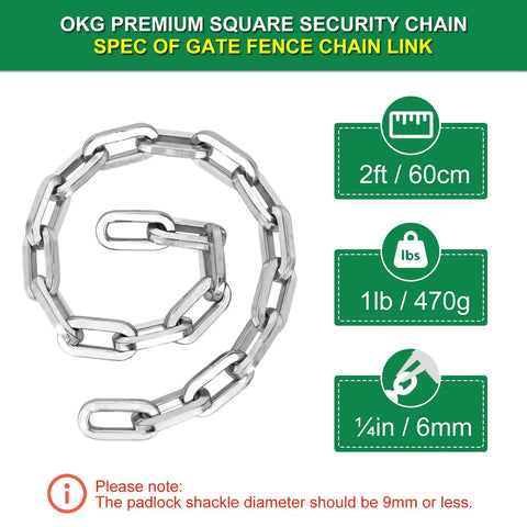 Tough As Nails Cut Proof Security Chain For Outdoor Gates Fences And Yards crafted from ultra hardened alloy steel, 2ft long.