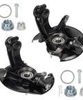 2 Pack Front Steering Knuckle And Wheel Bearing Hub Assembly For Honda Accord L4 Sedan Coupe 2013 To 2016, heavy duty parts, angled view.