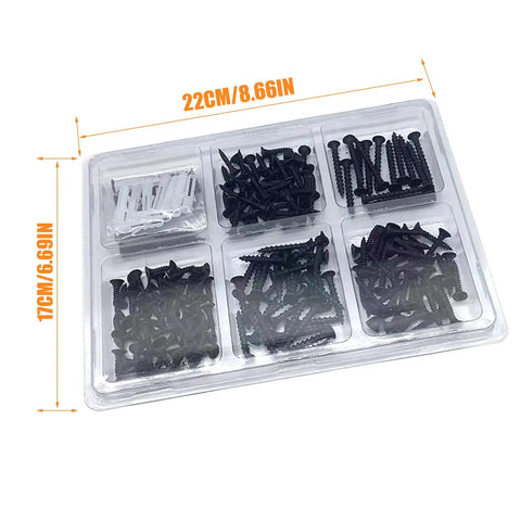 Assorted Wood And Drywall Screws Kit With 215 Pieces And 100 Anchors, 22cm PVC box