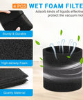 Eight Pack Reusable Dry Filters With Foam Sleeve Kit for Heavy Duty Five Gallon And Up Wet Dry Vacuums Replacement Filter Set