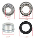 Trailer Wheel Hub Bearing Kit For One And A Quarter Inch And Three Quarter Inch Axles With Chrome Steel Bearings Dust Covers Seals And Cotter Pins ABEC Three Ready To Install components