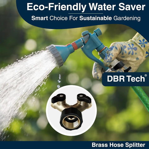 Heavy Duty 2 Way Hose Splitter Premium Brass Y Adapter With Double Shut Off Valve Rust Resistant Finish For Outdoor Faucet Spigot Bib Tap Garden Hose Connector used for garden watering