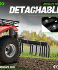 Heavy Duty ATV UTV Landscape Rake Implement For Rock Removal Grass Clumps And Debris Prep For Seeding with detachable feature
