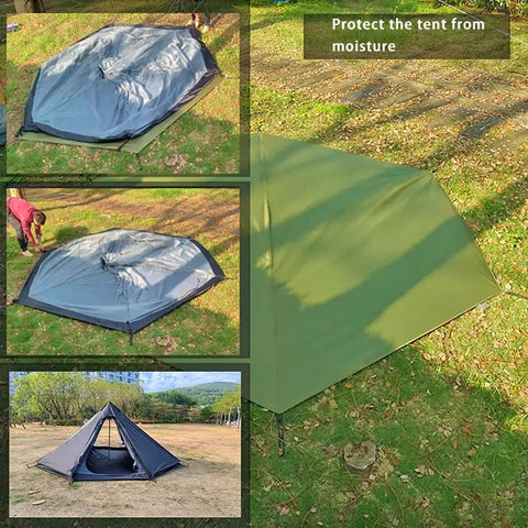 Ultralight Waterproof Tent Footprint Ground Sheet For Camping 13.5 By 13.5 Ft Tarp protecting tent from moisture on grass