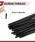 Close-up of 28 Pack 12G Bicycle Spokes 200Mm Carbon Steel Black Wheel Spokes With Nipples showcasing screw thread detail.