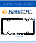 Cherry Blossom License Plate Frame Dope Floral Stainless Steel Border With Screws Colorful Flower Design Non Blocking