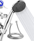 High Pressure Shower Head With Handheld And 70 Inch Stainless Steel Hose 5 Mode Detachable Spray Lightweight Head EPDM Pipe