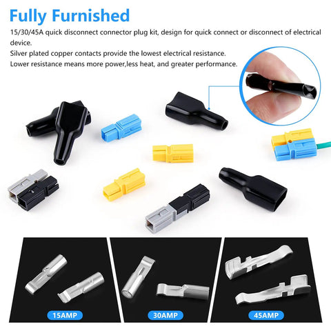 Knoweasy Powerpole Crimper Handles 15 30 And 45 Amp Connectors For Anderson Powerplugs shown with various colored quick disconnect connectors.