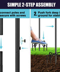 Heavy Duty Outdoor String Light Poles 9 Ft Two Pack For Backyard Patio Lights, Stable Metal Poles assembly instruction