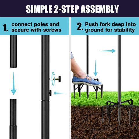 Heavy Duty Outdoor String Light Poles 9 Ft Two Pack For Backyard Patio Lights, Stable Metal Poles assembly instruction