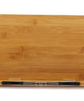 Front view of Bamboo Adjustable Book Stand With Tray And Clips, Portable Reading Desk for Cookbooks and Textbooks.