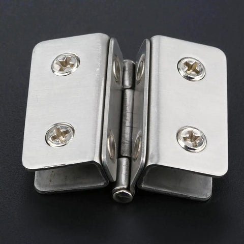 4 Pack 180 Degree Glass Door Hinges Adjustable Double Sided Clips Stainless Steel Cabinet Cupboard Glass Clamps For 5 To 8mm Thick Panels