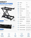 Heavy Duty Electric Scissor Lift Table With 60kg Load Capacity And Adjustable Height Of 7.1 To 26.7 Inches specifications image, showing dimensions and features.