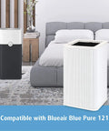 121 Replacement Filter Compatible With Air Purifier 121 2 Pack With Activated Carbon Distribution next to air purifier in bedroom