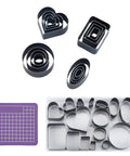 DIY Leather Die Cutting Kit 16Pcs Punch Cutter Set With Hearts Rectangles Rounds And Hollow Punches For Jewelry Making Project