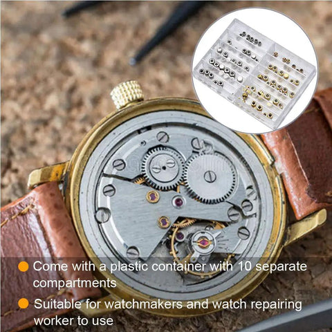 Watch Crown Repair Kit Stainless Steel O Ring Stem Tools Storage Box Set Round Head Crown Assortment