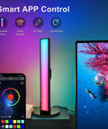 Lit RGB LED Smart Light Bars For TV And PC Backlighting displayed with smart app control and vibrant screen colors.